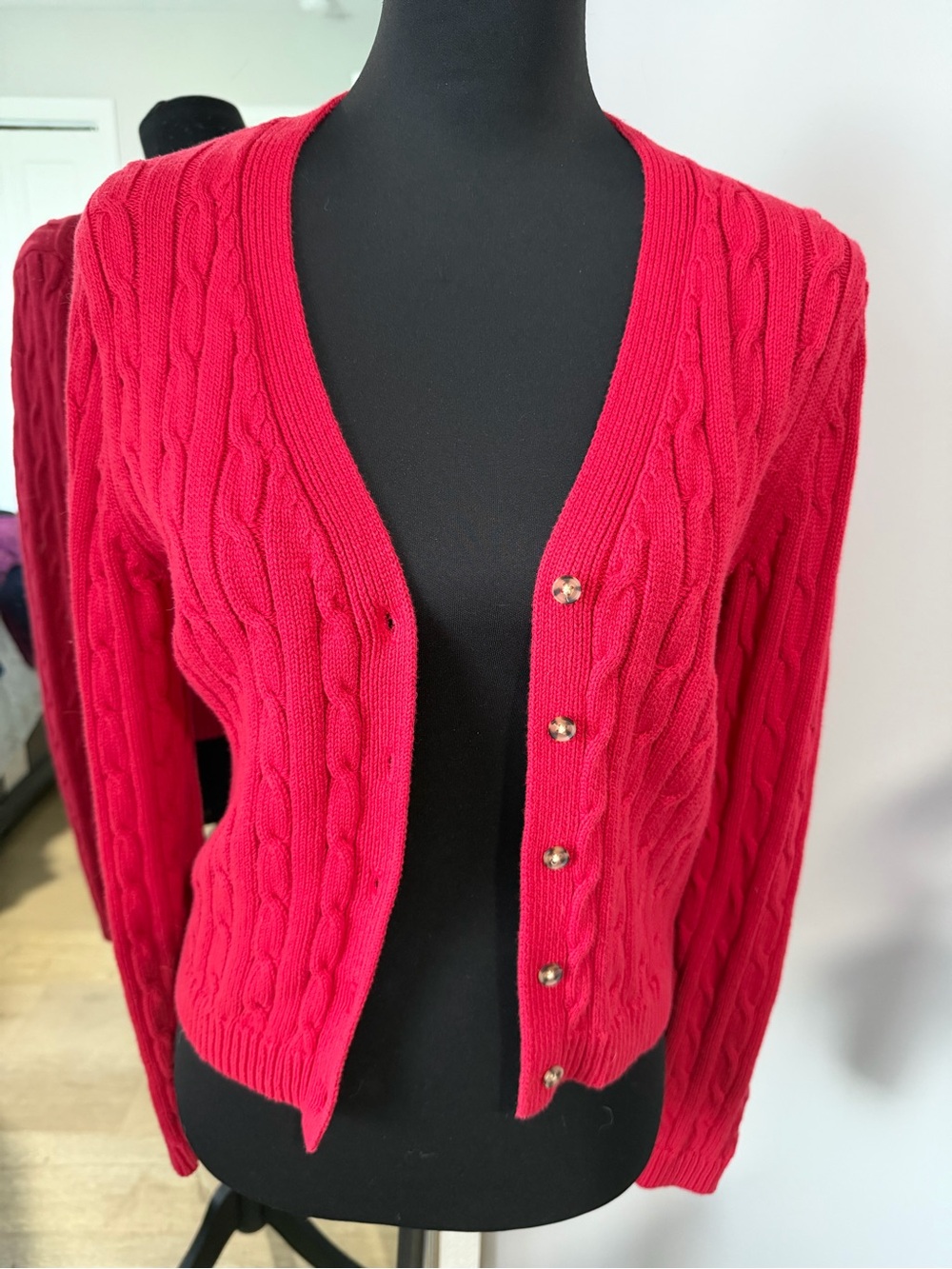 GAP Women’s Cable Knit Cardigan Sweater - Red